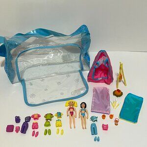 Polly Pocket Camping out Playset Polly & Crissy Dolls 2004 with Carrying Case